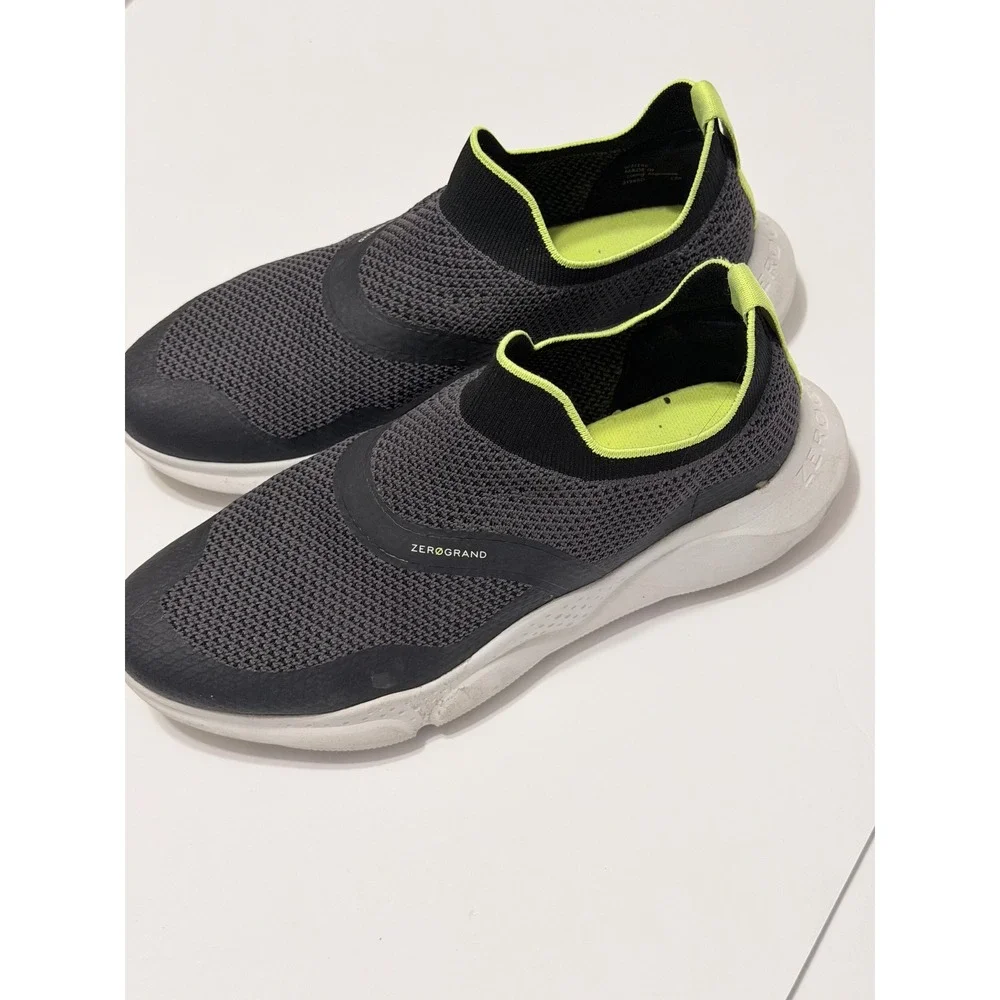 Cole Haan Zerogrand Women 9B Gray Neon Green Knit Slip On Sneakers W21296